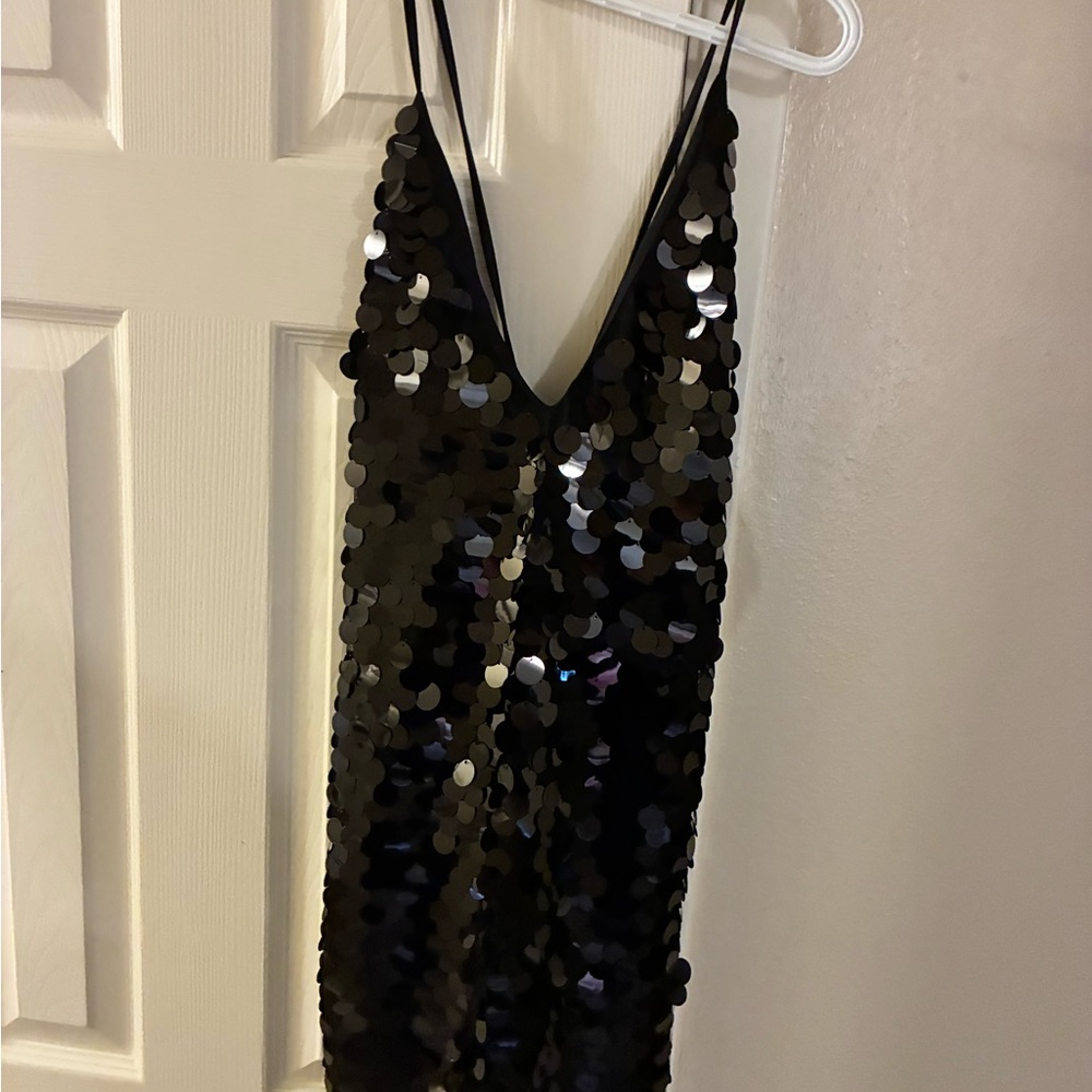Endless Blu Black Sequin Dress with Spaghetti Straps